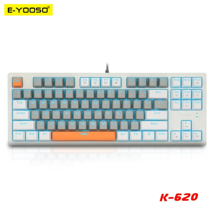 E-Yooso K620 TKL Mechanical Keyboard with Single backlit (White Gray)