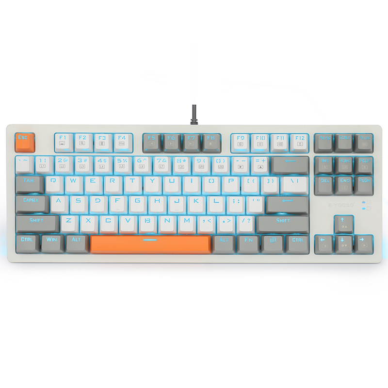 E-Yooso K620 TKL Mechanical Keyboard with Single backlit (White Gray)