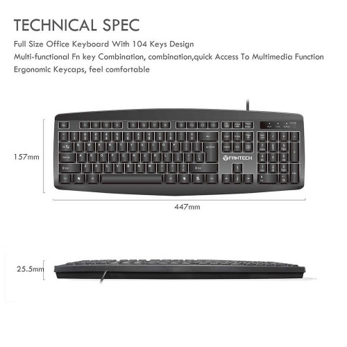 Fantech KM100 USB Keyboard Mouse Combo Black