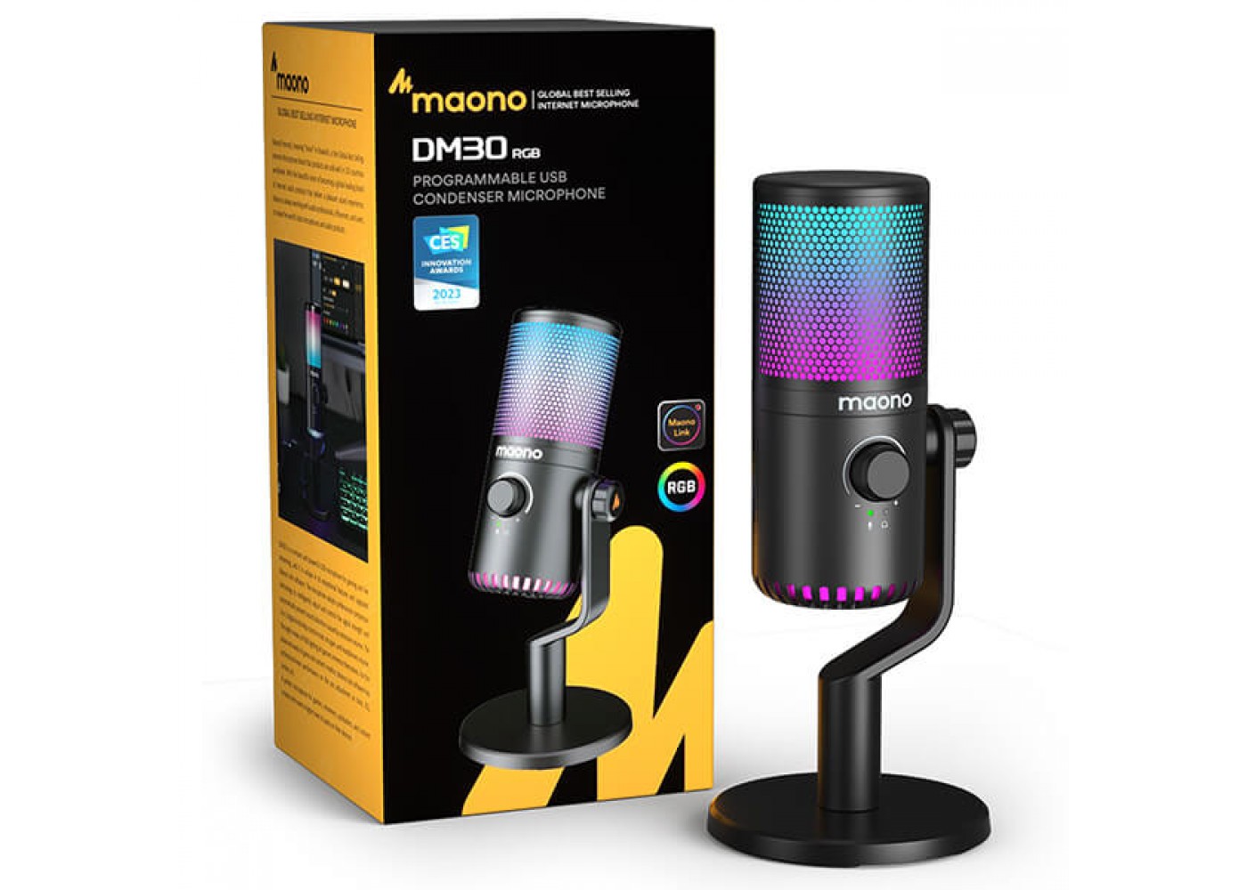 Maono DM30 RGB Programmable USB Condenser Microphone