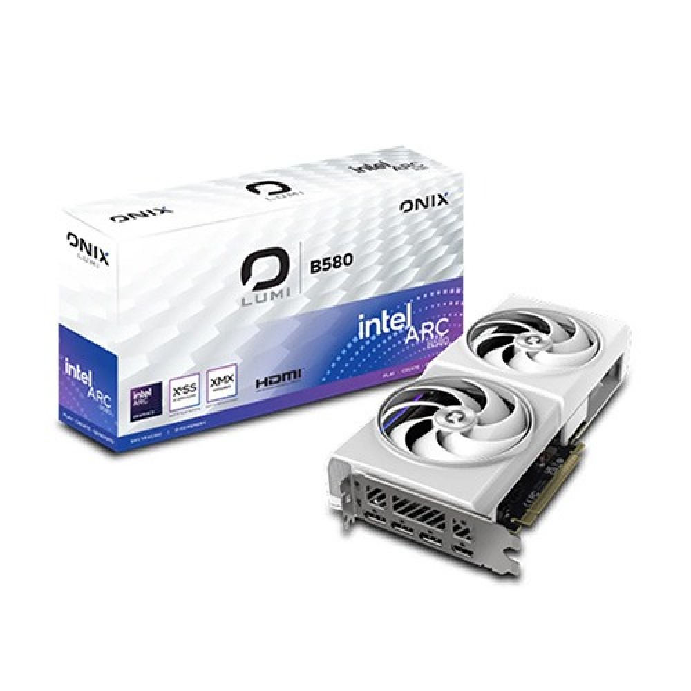 ONIX LUMI Intel Arc B580 OC 12GB GDDR6 ARGB Gaming Graphics Card (White)