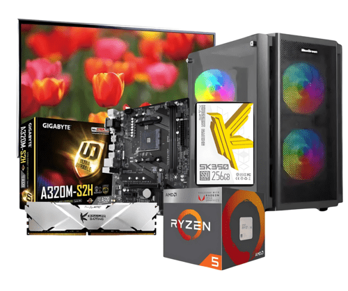 Ryzen 5 2400G & GIGABYTE A320M-S2H WITH MONITOR PC Build