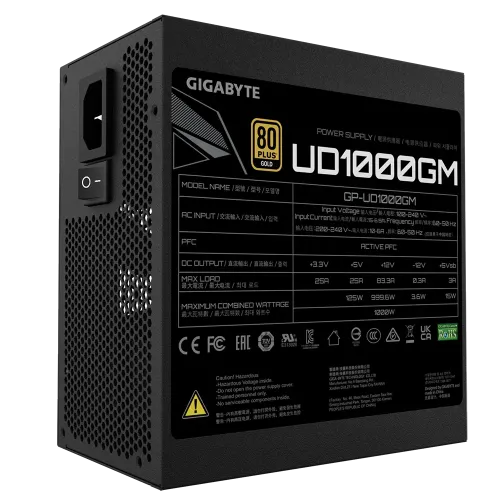 GIGABYTE UD1000GM 1000W Ultra Durable 80+ Gold Full Modular Power Supply