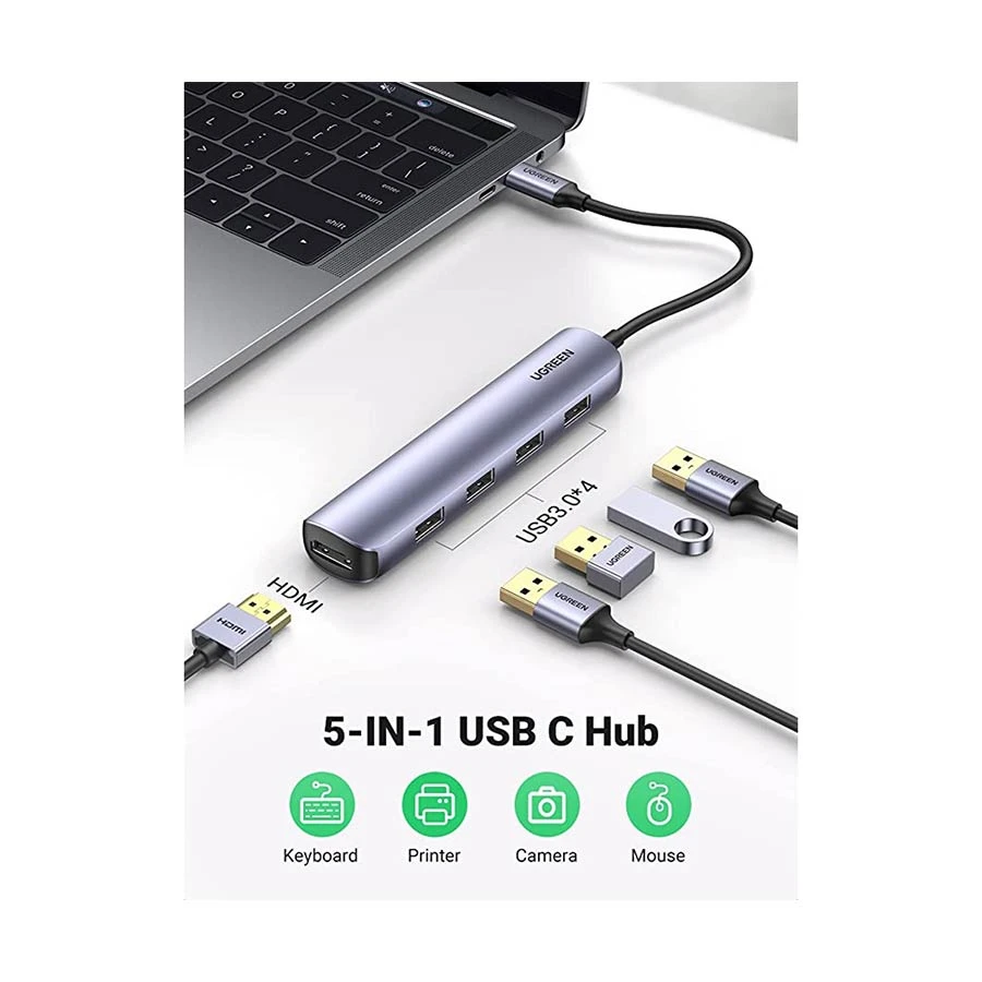 Ugreen 20197 Type-C Male to Quad USB, HDMI Female Multi-Interface HUB